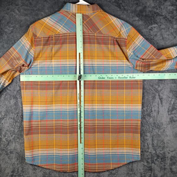 PrAna Shirt Men Medium Brown Button Up Southwestern - Picture 4 of 8